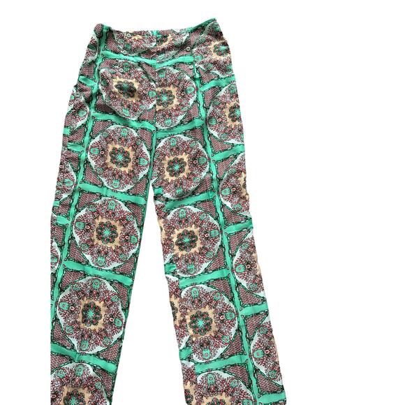 Gianni Bini Women's Medium Green Red White Geometric Paisley Print Flowy Pants - Picture 4 of 16